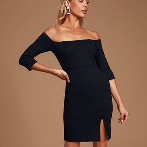 NWT | LULU’S Black Off-Shoulder Bodycon Dress